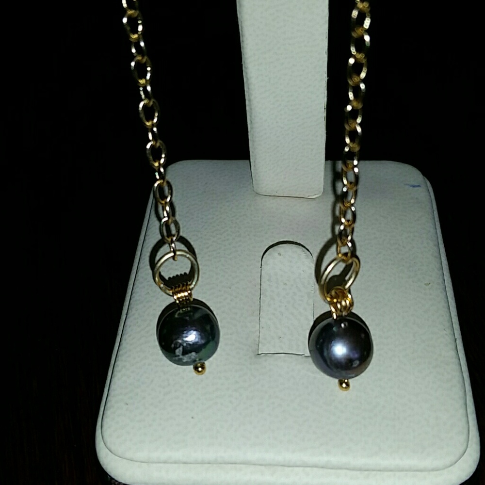 14k Yellow Gold  (Filled) & Real Pearls Earrings